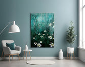 Emerald Daisies panel adding serene mood to a bedroom