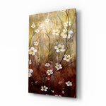 Warm-floral panel bringing autumnal drama to a contemporary bedroom