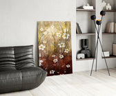 Amber Daisies glass print enhancing a hallway with romantic drama