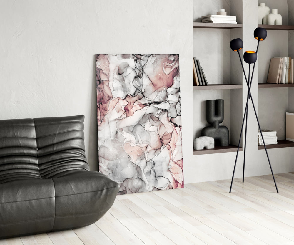 Ivory Veins glass print enhancing a hallway with editorial drama