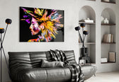 Colorful Thoughts panel adding editorial mood to a living room