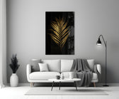Gilded Palm glass wall art styled above a console in a master bedroom