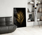 Gilded Palm glass print enhancing a dining room with cinematic drama