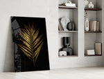 Gilded Palm artwork anchoring a wall with moody luxe palette