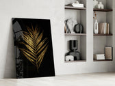 Gilded Palm artwork anchoring a wall with moody luxe palette