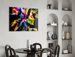 Two Minds glass print enhancing a creative office with cinematic drama