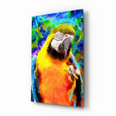 Tropical-painted panel bringing vibrant drama to a contemporary living space