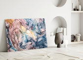Pastel Cellular glass wall art styled above a tub in a bathroom
