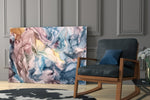 Pastel Cellular artwork anchoring a wall with pastel serene palette