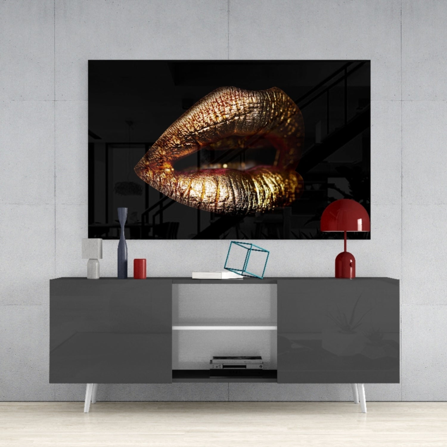 Lips Glass Wall Art.
