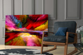 Dream Horizon artwork anchoring a wall with surreal fantasy palette
