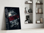 Severed Poseidon artwork anchoring a wall with moody mythic palette