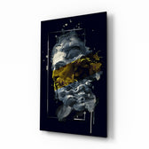 Mythic-gilded panel bringing moody drama to a contemporary living space