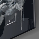 Cobalt Poseidon panel catching low light to reveal its tactile carve