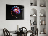 Cosmic Mind glass print enhancing a teen room with cinematic drama