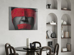 Silenced glass print enhancing a hallway with cinematic drama