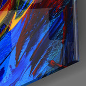Cobalt Vortex panel catching window light to reveal its tactile sculpt