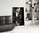 Gilded Gaze glass print enhancing a dressing area with cinematic drama