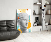 Venus Collage glass print enhancing a hallway with cinematic drama