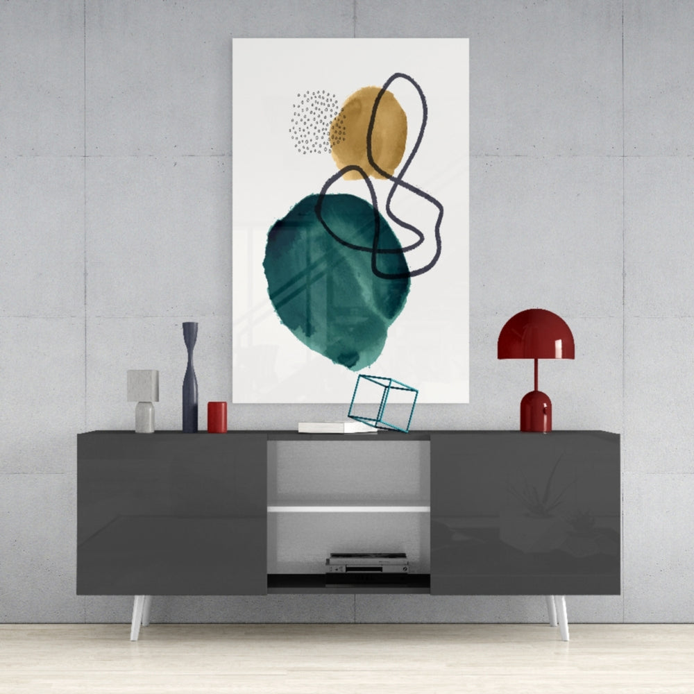 Abstract Shapes Glass Wall Art.