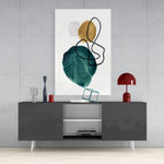 Abstract Shapes Glass Wall Art.