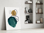 Teal Stack artwork anchoring a wall with scandi boho palette