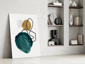 Teal Stack artwork anchoring a wall with scandi boho palette