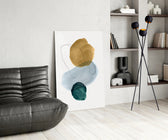 Ochre Stack glass print enhancing a bedroom with editorial drama