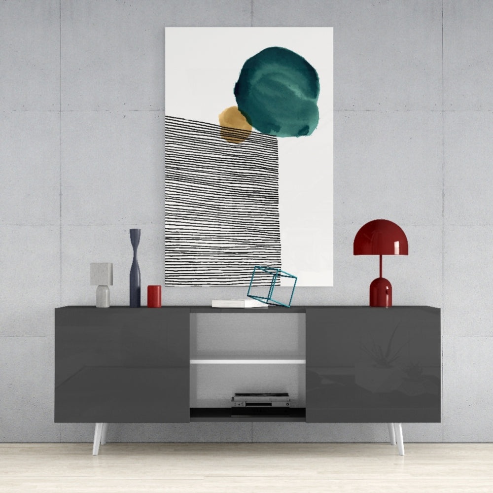 Abstract Shapes Glass Wall Art.
