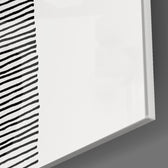 Lined Teal panel catching window light to reveal its tactile rhythm