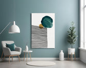 Lined Teal panel adding calm mood to a hallway