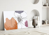 Scandi Bloom glass wall art styled above a sofa in a master bedroom