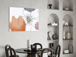 Scandi Bloom glass print enhancing a powder room with editorial drama