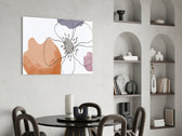 Scandi Bloom glass print enhancing a powder room with editorial drama