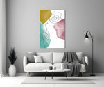 Pastel Drift glass wall art styled above a console in a kids room