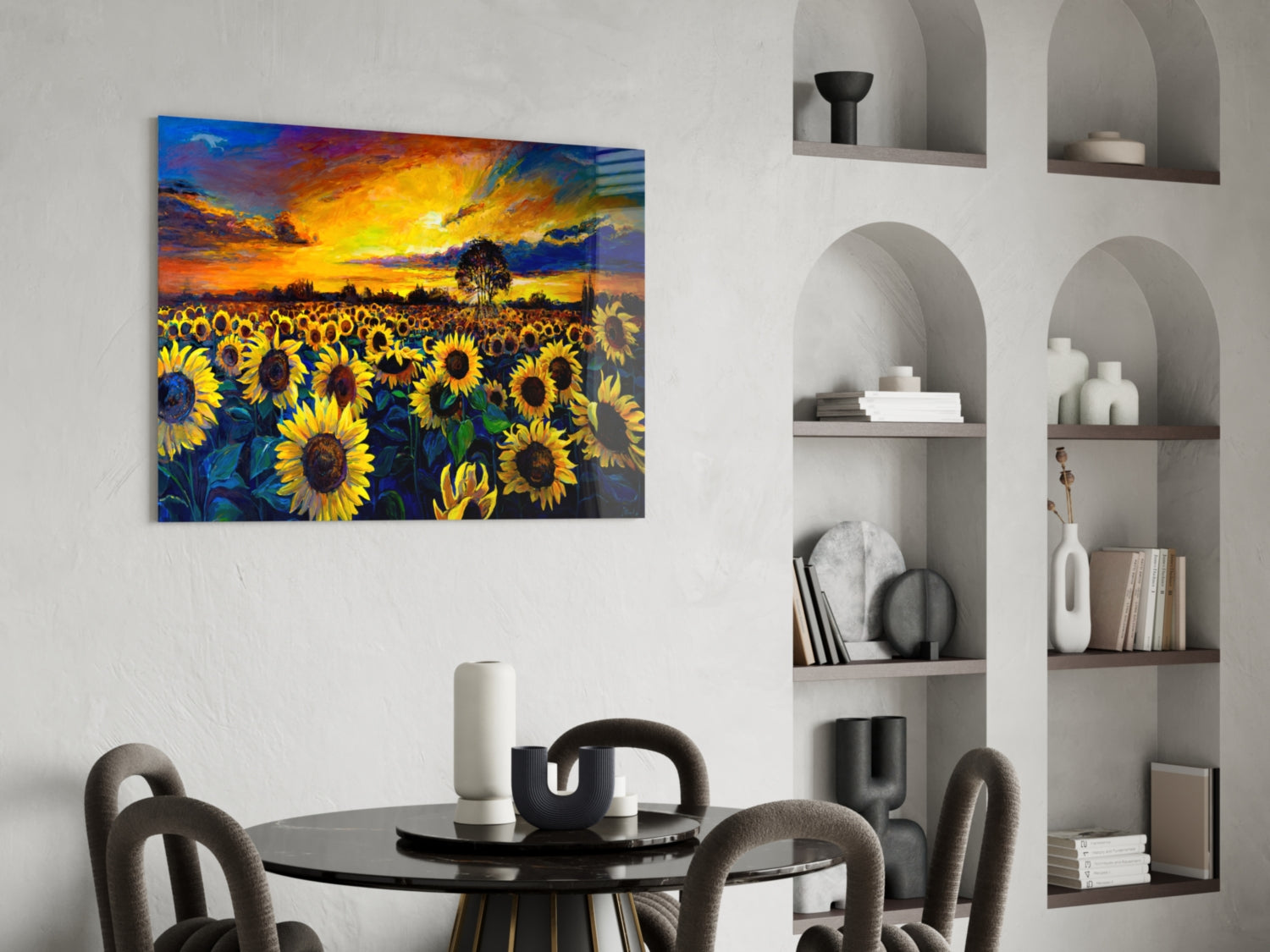 Sunflower Flower Glass Wall Art.