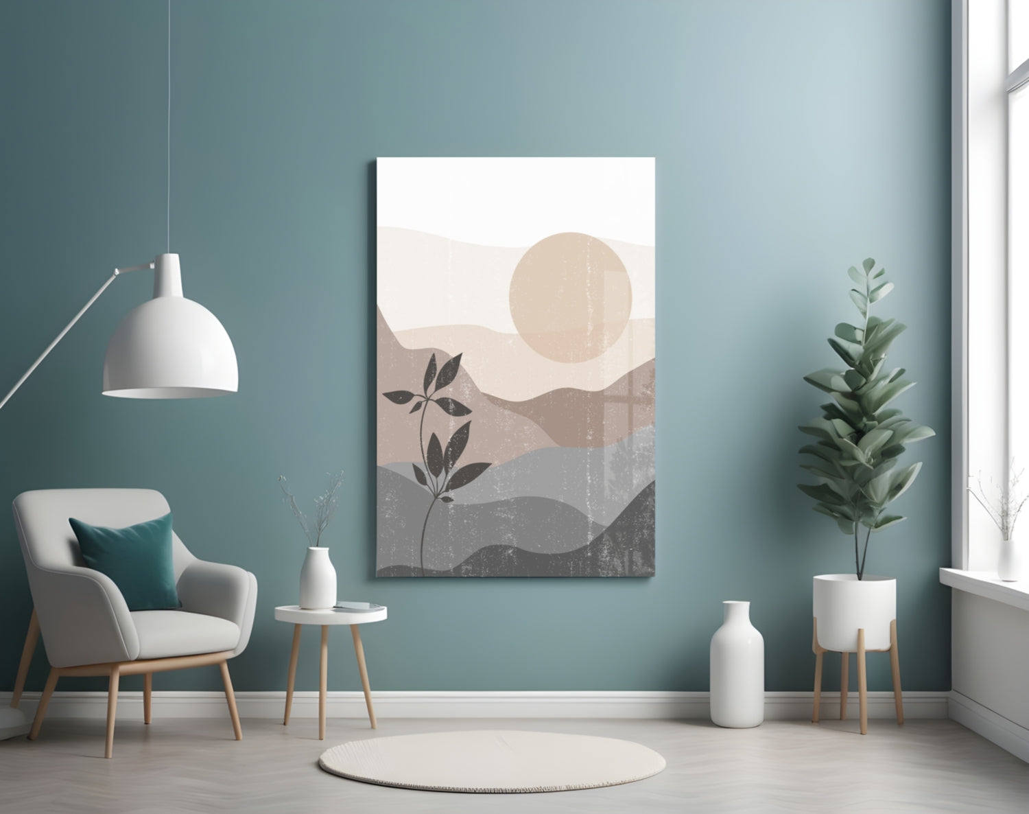 Small Leaves Glass Wall Art.