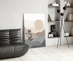 Nordic Hills glass print enhancing a hallway with editorial drama