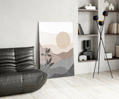 Nordic Hills glass print enhancing a hallway with editorial drama