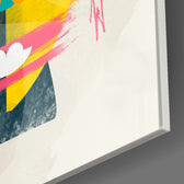 Pop Face panel catching window light to reveal its tactile graphic