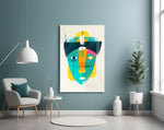 Tribal Mask panel adding editorial mood to a living room