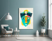 Tribal Mask panel adding editorial mood to a living room