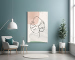 Line Monstera panel adding calm mood to a bathroom