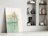 Line Tropical artwork anchoring a wall with scandi botanical palette