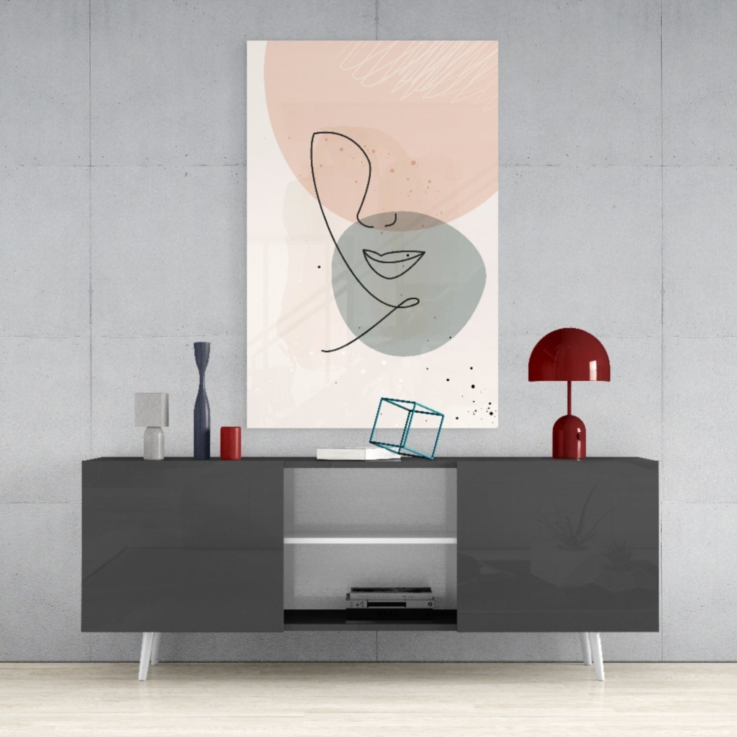 Abstract Shapes Glass Wall Art.