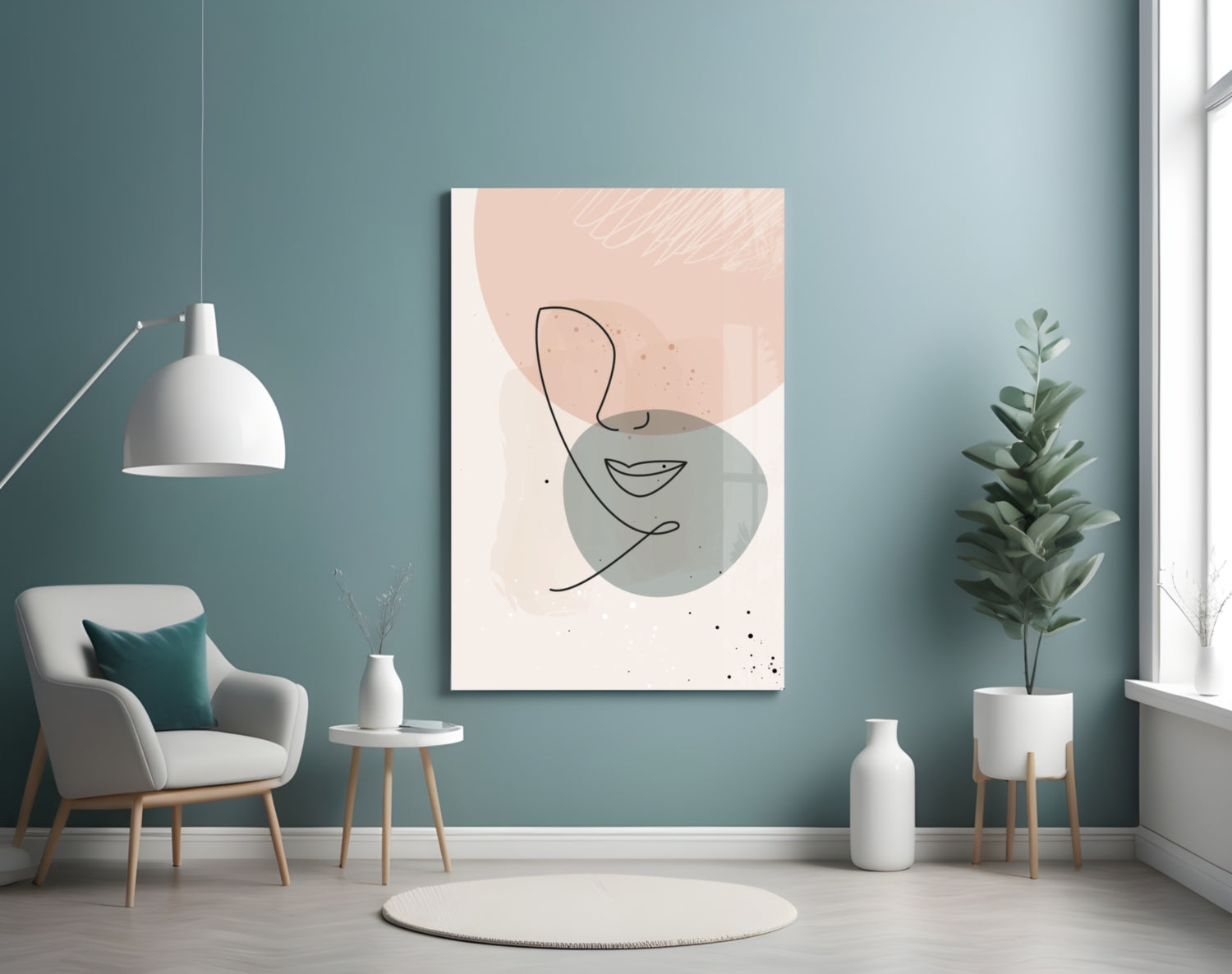 Abstract Shapes Glass Wall Art.