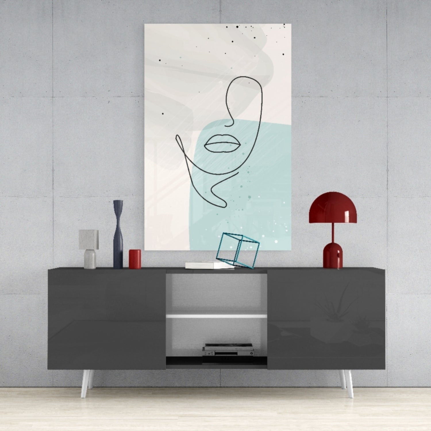 Abstract Shapes Glass Wall Art.