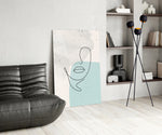 Sky Line Portrait artwork anchoring a wall with scandi serene palette