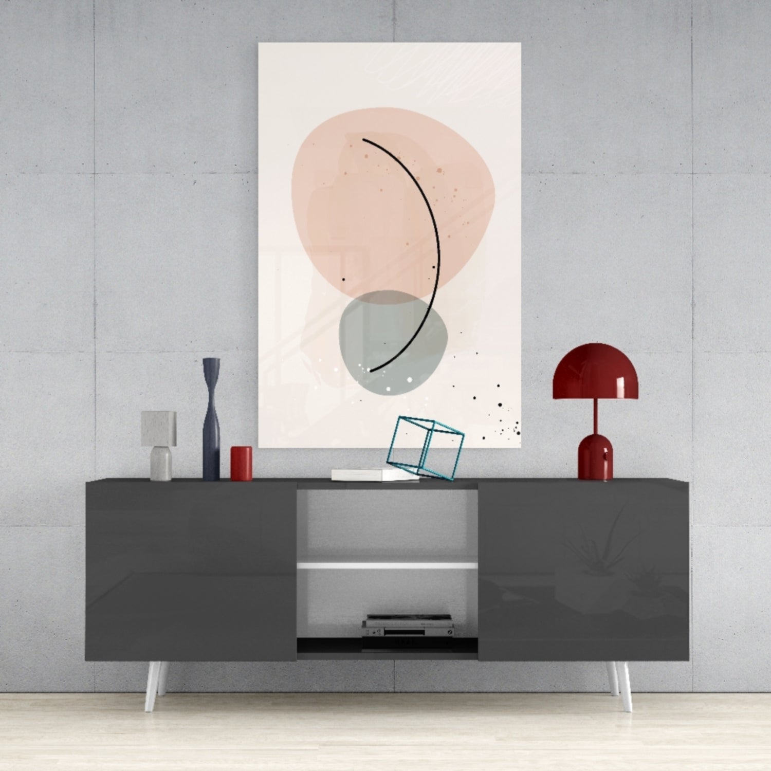 Abstract Shapes Glass Wall Art.