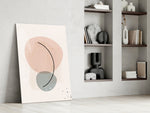 Peach Arc artwork anchoring a wall with scandi pastel palette